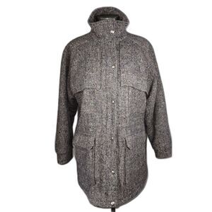 Vintage 80s 90s Woolrich Womens Gray Wool Coat Cinch Waist Size M